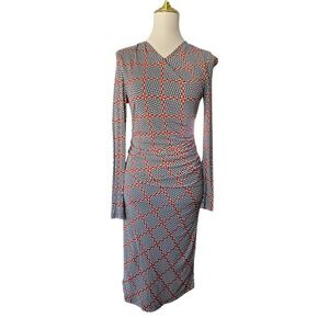 The Fold London Geometric Print Long Sleeve Midi Dress‎ US 6 UK 10